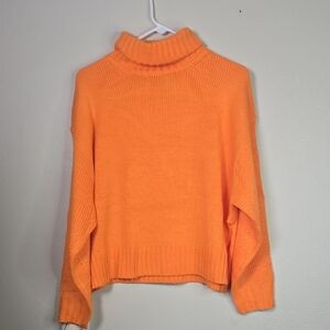 DAVI & DANI Vibrant Orange Turtleneck Sweater Oversized The Side Size S NwT.